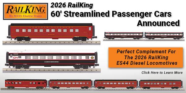 2026 MTH RailKing O Gauge NS and CN 60' Streamlined Passenger Cars