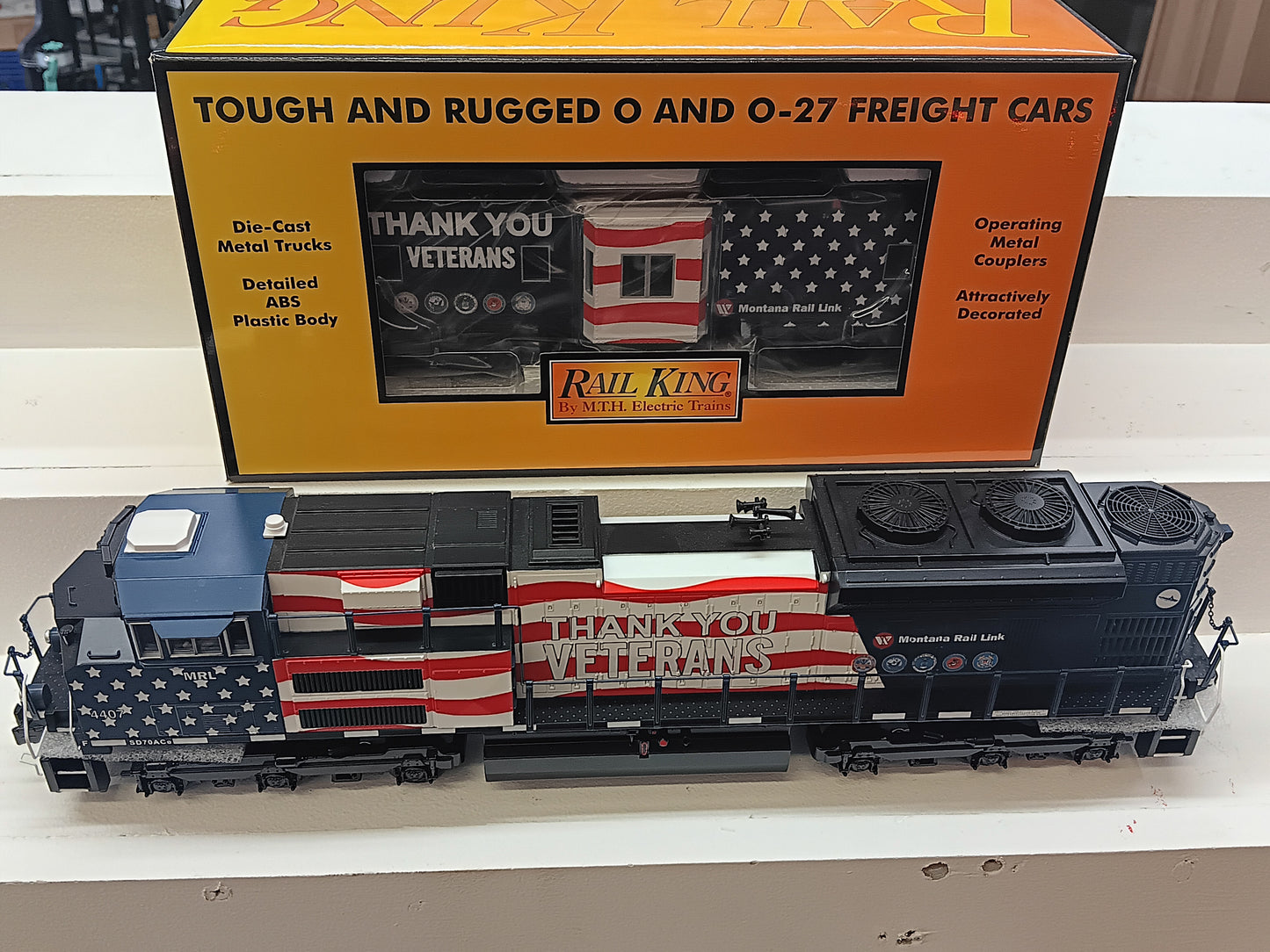 In stock MTH Railking # 30-20822-1 ( Montana Rail Link (Veterans) SD70-ACE & Caboose