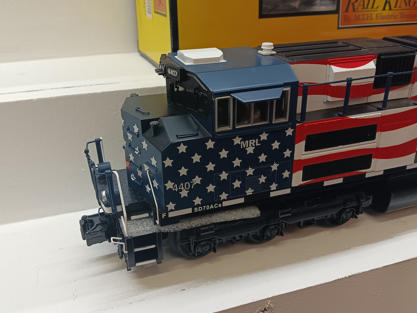 In stock MTH Railking # 30-20822-1 ( Montana Rail Link (Veterans) SD70-ACE & Caboose