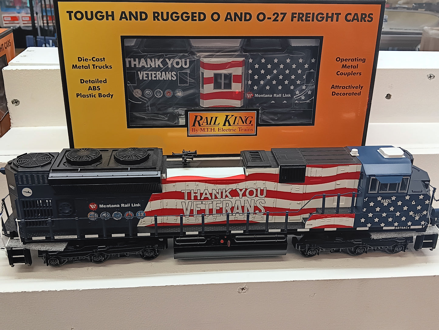 In stock MTH Railking # 30-20822-1 ( Montana Rail Link (Veterans) SD70-ACE & Caboose