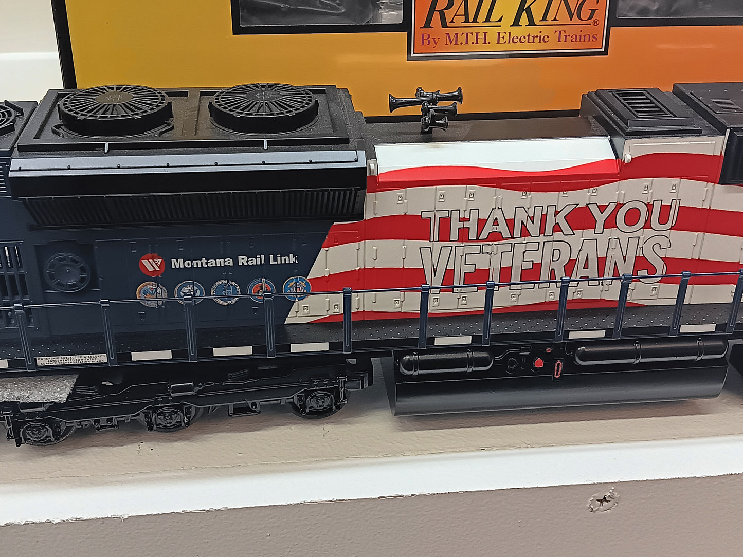 In stock MTH Railking # 30-20822-1 ( Montana Rail Link (Veterans) SD70-ACE & Caboose