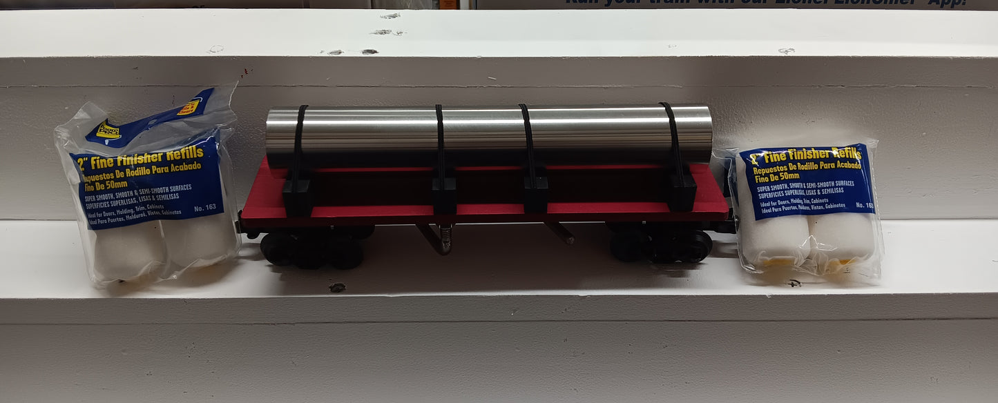 O Gauge Metal Track Cleaning & Scrubbing Car - Red ( R & L Lines) USA Made w/ Rollers