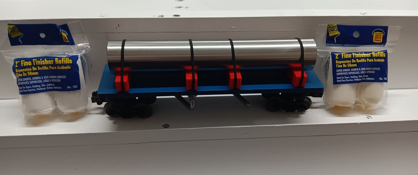 O Gauge Metal Track Cleaning & Scrubbing Car - Blue ( R & L Lines) USA Made w/ Rollers