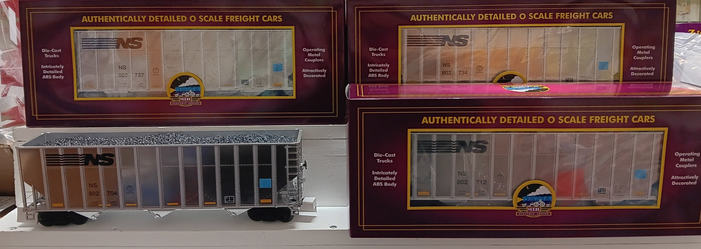 In Stock MTH Premier # 20-92390 ( 4-Car)  Coke Hopper Car Set - Norfolk Southern (Plated)