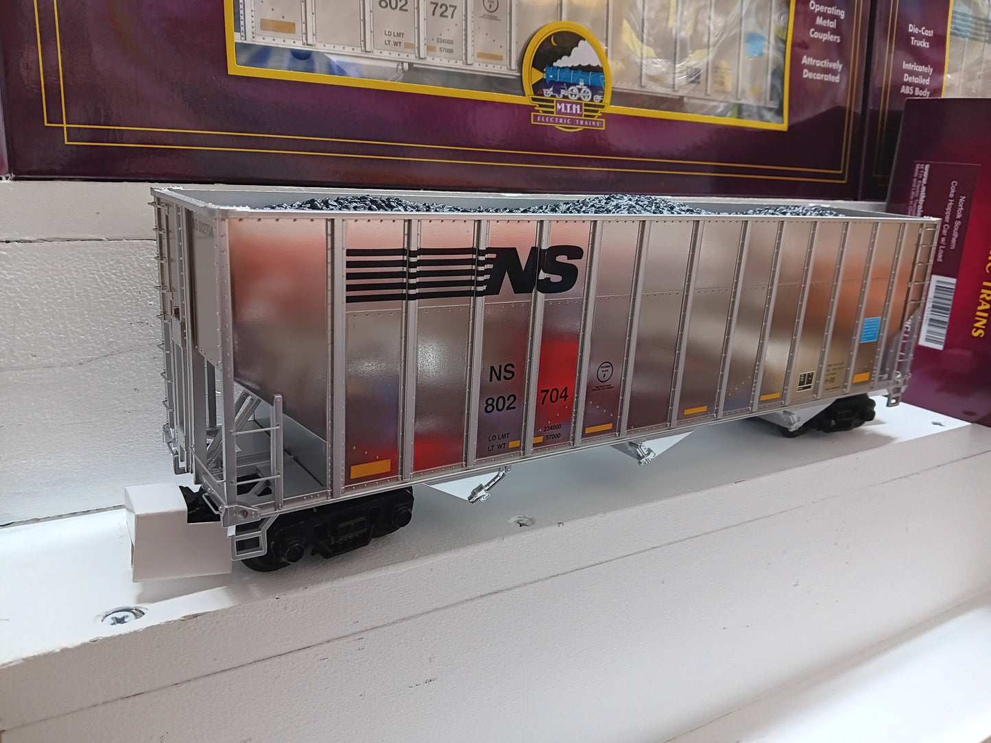 In Stock MTH Premier # 20-92390 ( 4-Car)  Coke Hopper Car Set - Norfolk Southern (Plated)