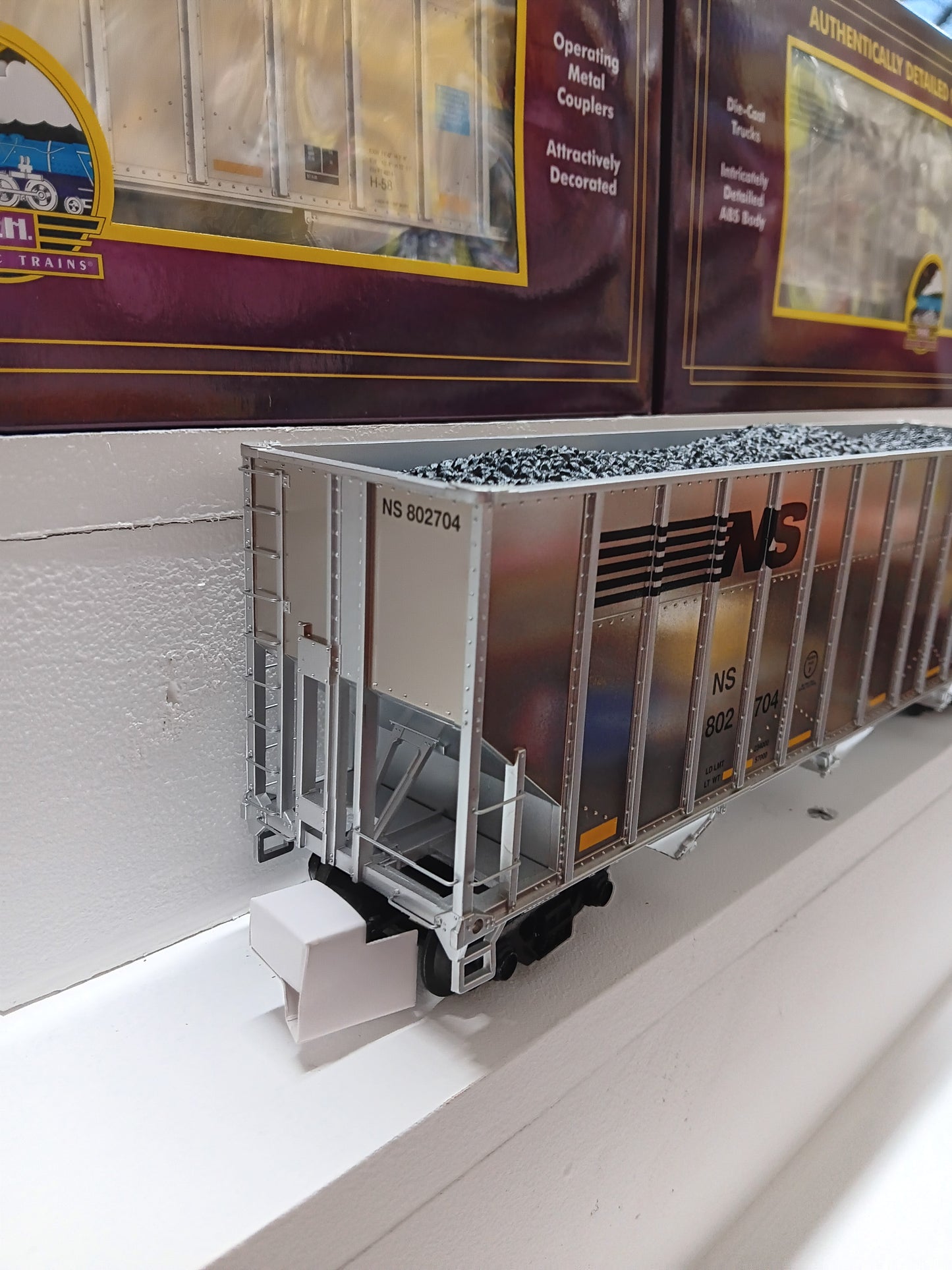 In Stock MTH Premier # 20-92390 ( 4-Car)  Coke Hopper Car Set - Norfolk Southern (Plated)