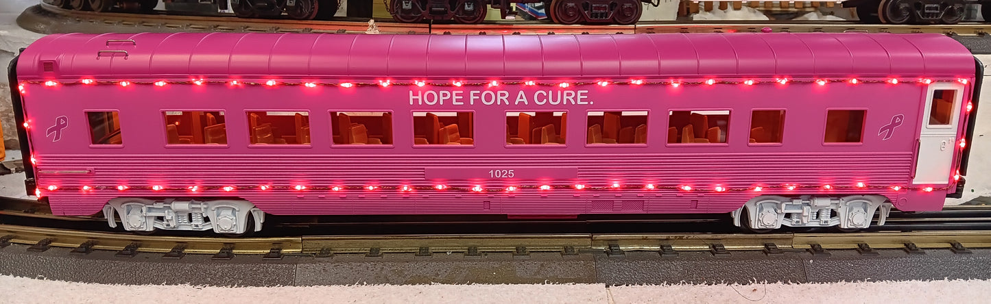 In Stock Cancer Awareness 60’ Streamlined Passenger w/ Red LED’s - Separate Sale Coach Car # 30-68296