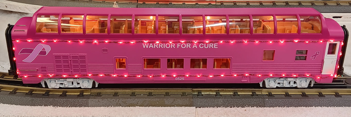 MTH # 30-68297 Cancer Awareness 60’ Streamlined Passenger w/ Red LED’s - Full Dome Vista