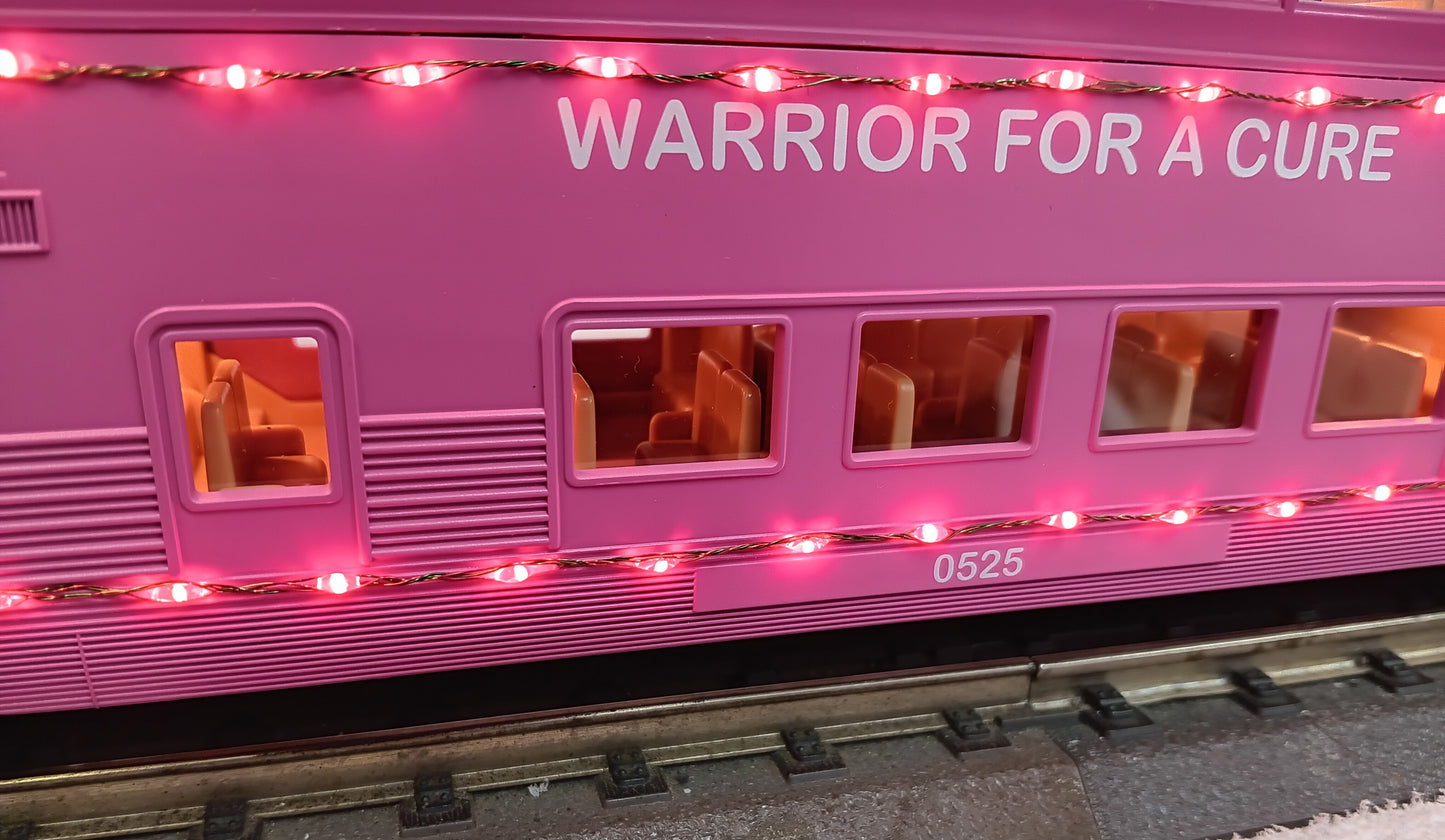 MTH # 30-68297 Cancer Awareness 60’ Streamlined Passenger w/ Red LED’s - Full Dome Vista