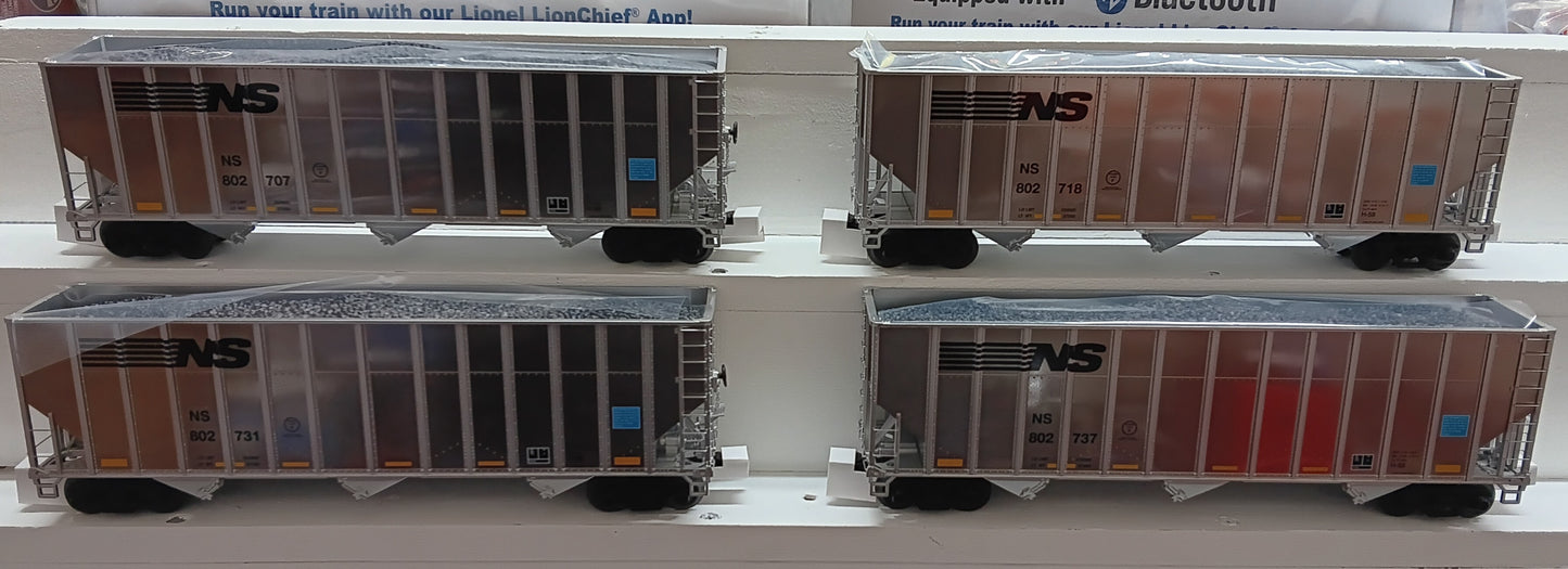 In Stock MTH Premier # 20-92391 ( 4-Car)  Coke Hopper Car Set - Norfolk Southern (Plated)