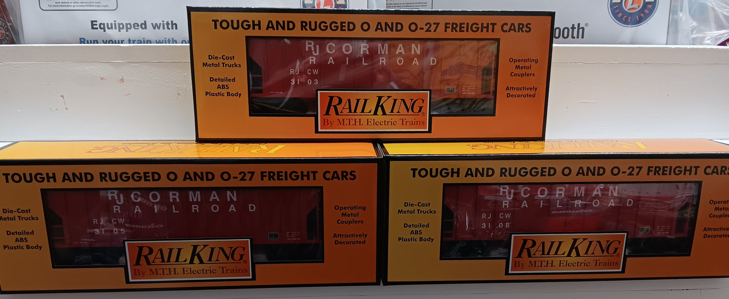 MTH RailKing # 30-70159 RJ Corman 3-Car Ps-2 Discharge Hopper Set (O Gauge)