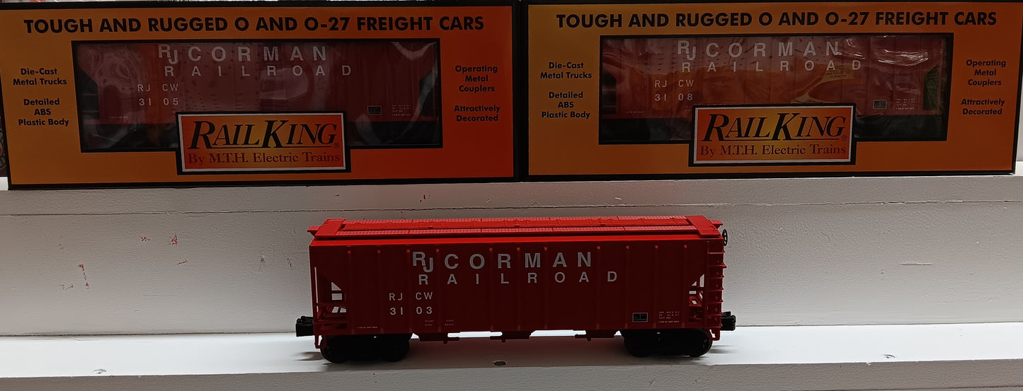 MTH RailKing # 30-70159 RJ Corman 3-Car Ps-2 Discharge Hopper Set (O Gauge)