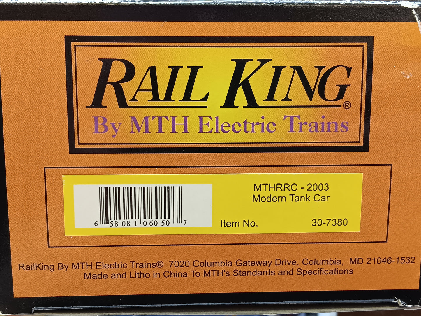 MTH RailKing # 30-7380 O Gauge MTHRRC 2003 Modern Tank Car