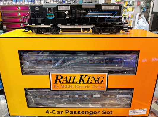 MTH Premier O Scale # 20-22024-1 Custom Run Adirondack & St. Lawrence GP-9 # 6076 & Exclusive Adirondack Scenic Railroad 60’ Streamlined 4 Car Passenger Set