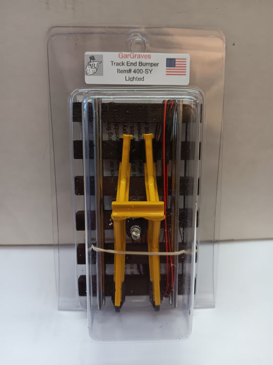 Gar Graves # 400-SY ( O Gauge )  Phantom Tinplate Safety Yellow Lighted Track Bumper 3 Rail