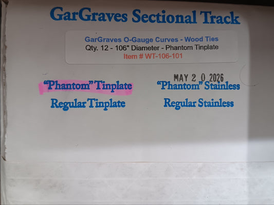 Gar Graves # WT-106-101 (O Gauge) (12 Pieces) Phantom Tinplate Complete 106" Diameter Circle Wood Ties