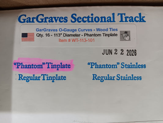 Gar Graves # WT-113-101 (O Gauge) (16 Pieces) Phantom Tinplate Complete 113" Diameter Circle Wood Ties
