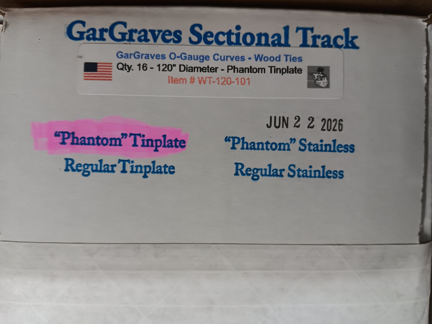 Gar Graves # WT-120-101 (O Gauge) (16 Pieces) Phantom Tinplate Complete 120" Diameter Circle Wood Ties