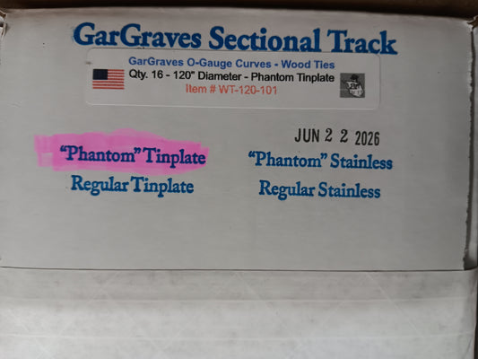 Gar Graves # WT-120-101 (O Gauge) (16 Pieces) Phantom Tinplate Complete 120" Diameter Circle Wood Ties