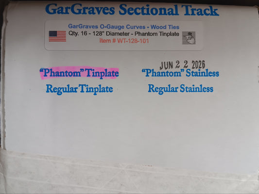 Gar Graves # WT-128-101 (O Gauge) (16 Pieces) Phantom Tinplate Complete 120" Diameter Circle Wood Ties