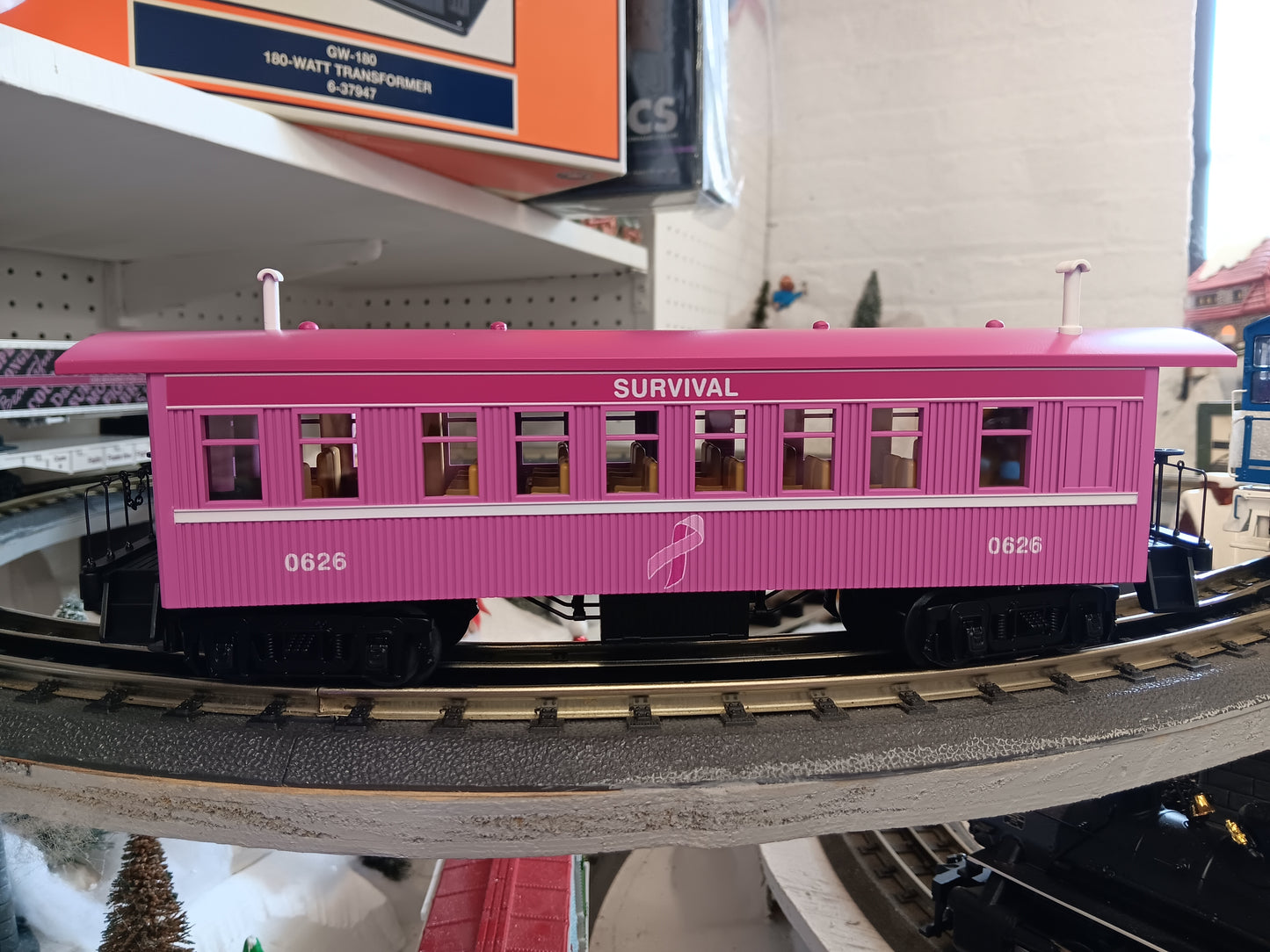 E-Z Catch Custom 30-6462 O Gauge RailKing Cancer Awareness 3-Car Overton Passenger Coach Set
