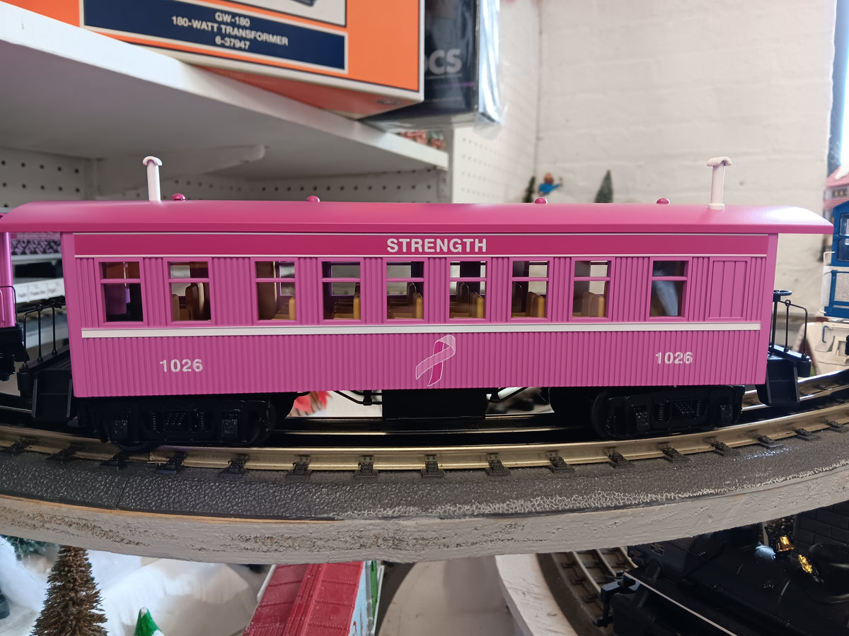 E-Z Catch Custom 30-6462 O Gauge RailKing Cancer Awareness 3-Car Overton Passenger Coach Set
