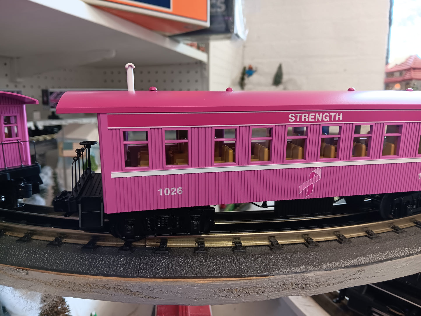 E-Z Catch Custom 30-6462 O Gauge RailKing Cancer Awareness 3-Car Overton Passenger Coach Set