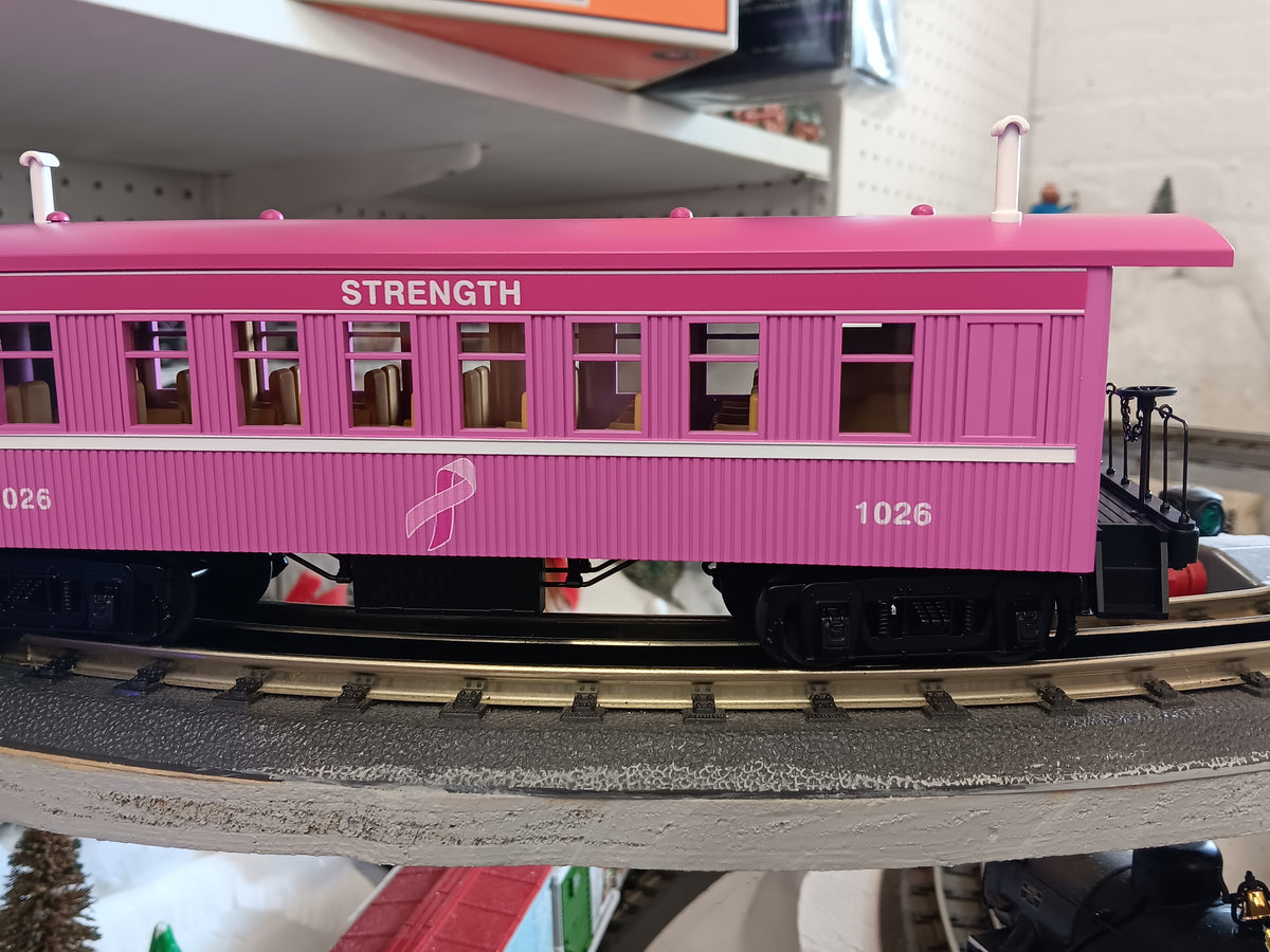 E-Z Catch Custom 30-6462 O Gauge RailKing Cancer Awareness 3-Car Overton Passenger Coach Set