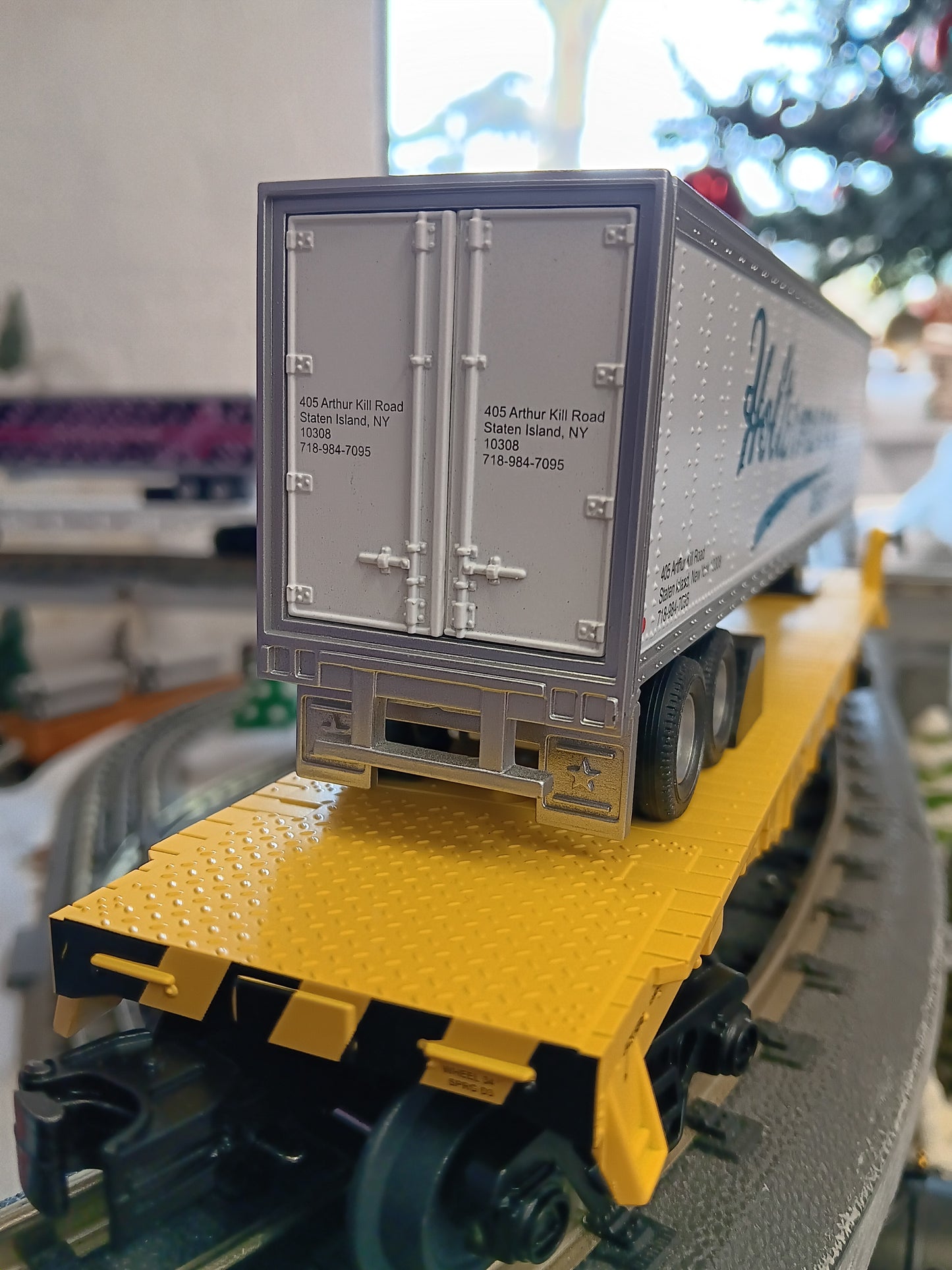 E-Z Catch Custom MTH # 30-78603 SIRT O Gauge Flat Car # 509 w/ HOLTERMANNS BAKERY Trailer