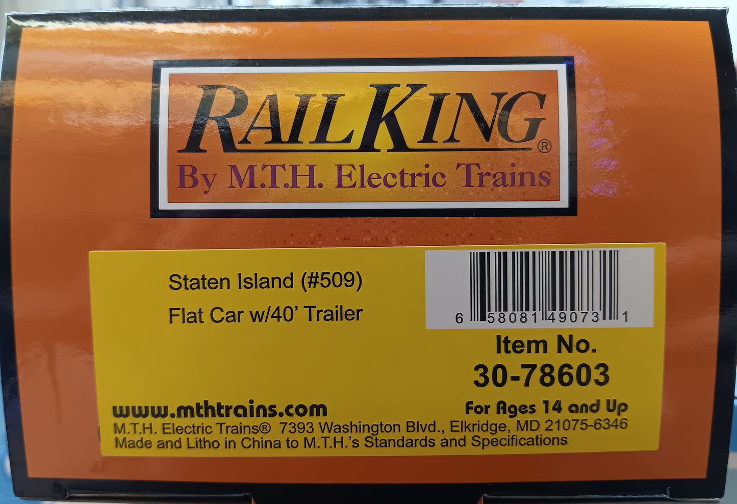 E-Z Catch Custom MTH # 30-78603 SIRT O Gauge Flat Car # 509 w/ HOLTERMANNS BAKERY Trailer