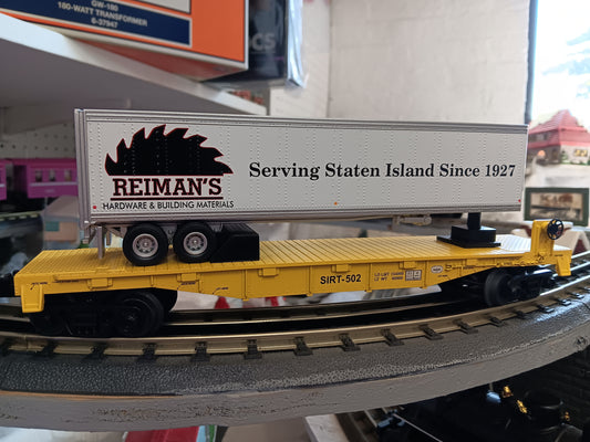 E-Z Catch Custom MTH # 30-76988 SIRT O Gauge Flat Car # 502 w/ REIMANS HARDWARE Trailer