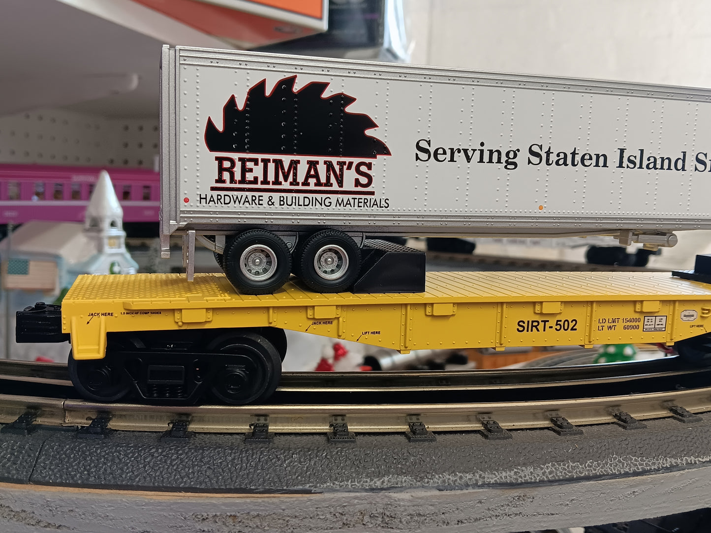 E-Z Catch Custom MTH # 30-76988 SIRT O Gauge Flat Car # 502 w/ REIMANS HARDWARE Trailer