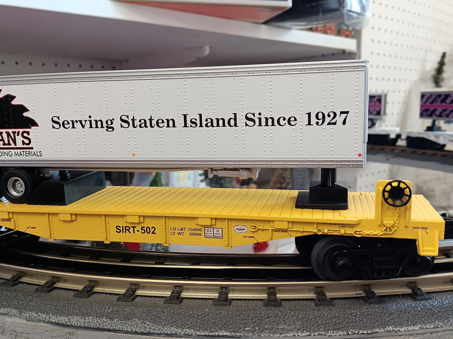 E-Z Catch Custom MTH # 30-76988 SIRT O Gauge Flat Car # 502 w/ REIMANS HARDWARE Trailer