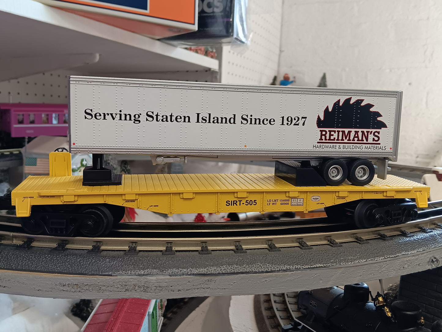 E-Z Catch Custom MTH # 30-78601 SIRT O Gauge Flat Car # 505 w/ REIMANS HARDWARE Trailer