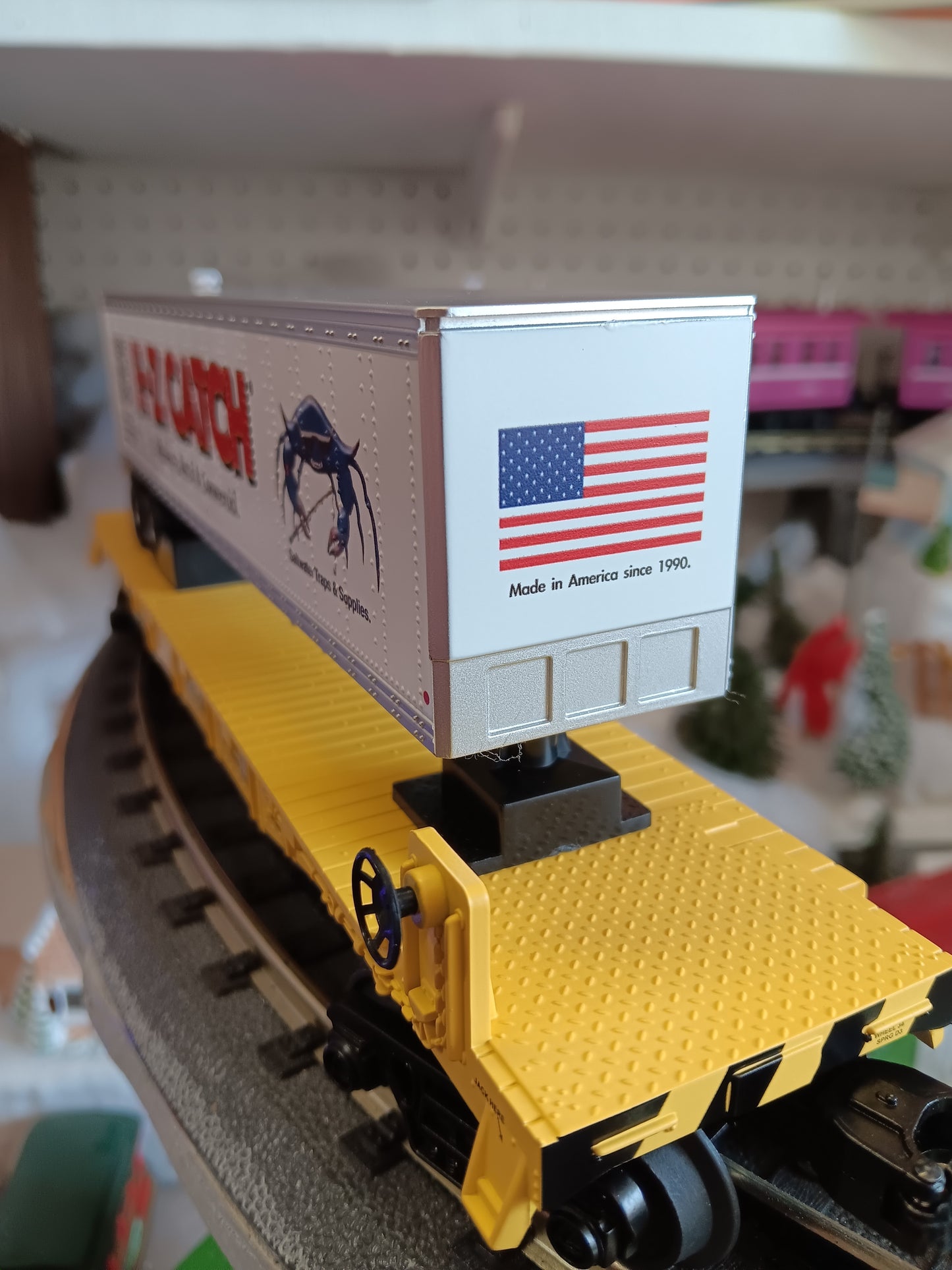 E-Z Catch Custom MTH # 30-76985 SIRT O Gauge Flat Car # 503 w/ E-Z CATCH Trailer