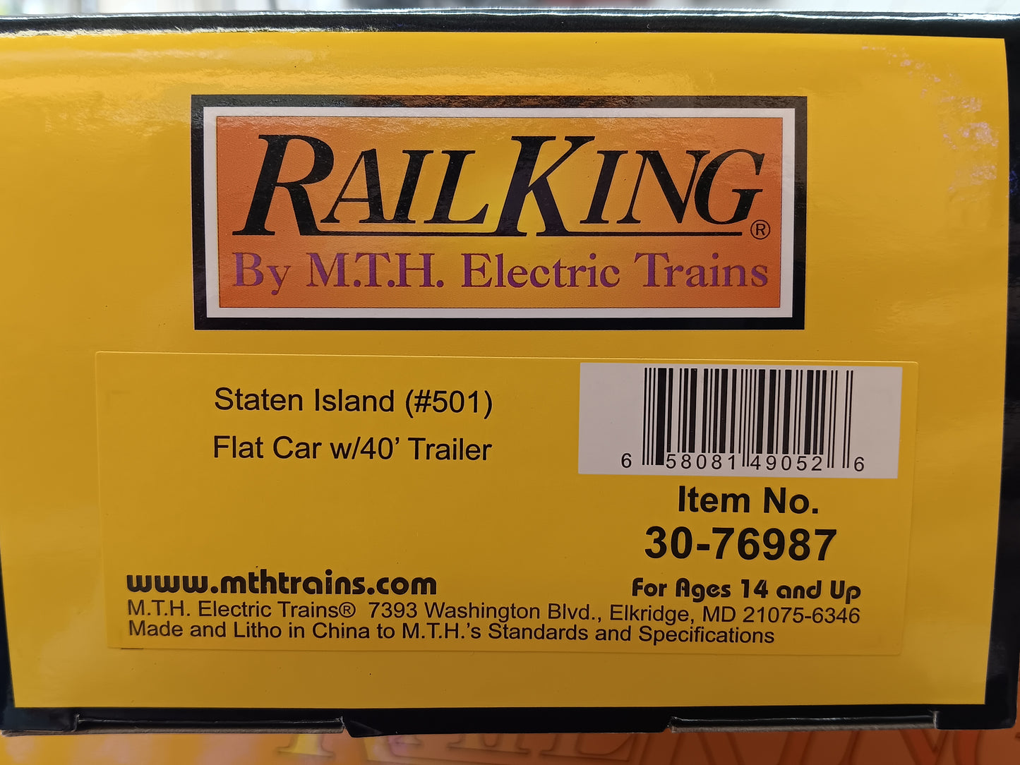 E-Z Catch Custom MTH # 30-76987 SIRT O Gauge Flat Car # 501 w/ MET FOODS Trailer