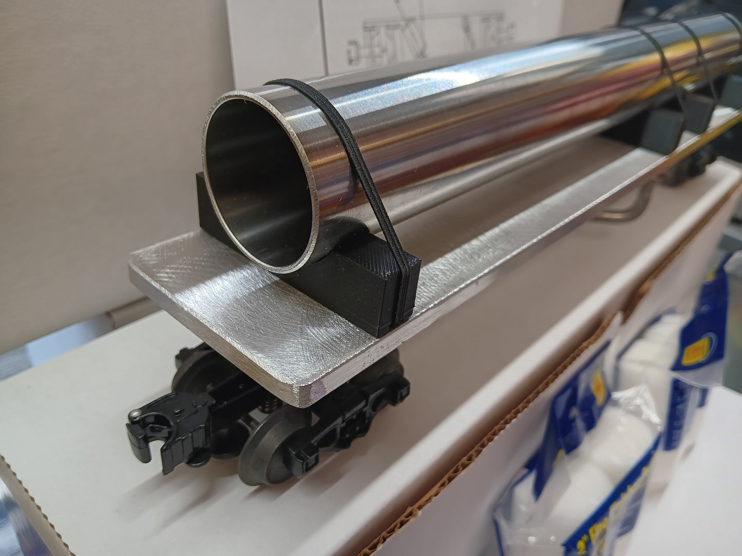 Long Version O Gauge Metal Track Cleaning & Scrubbing Car ( R & L Lines) USA Made w/ Rollers
