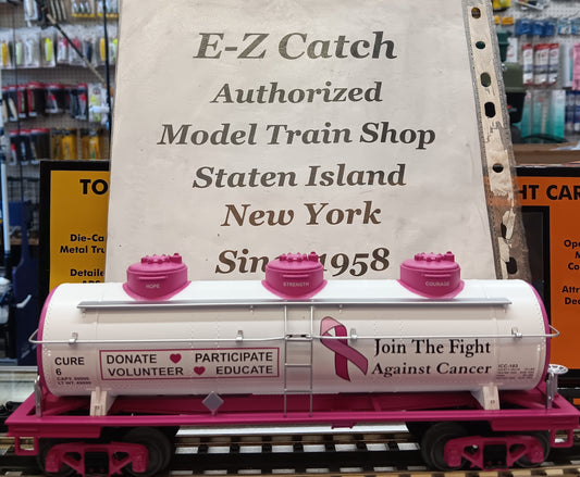E-Z Catch Custom MTH RailKing # 30-73671 Cancer Awareness 3-Dome Tank Car Rd # Cure 6