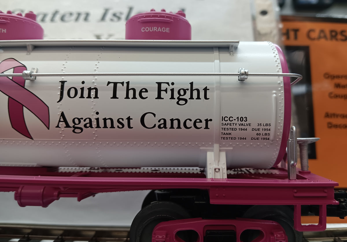 E-Z Catch Custom MTH RailKing # 30-73671 Cancer Awareness 3-Dome Tank Car Rd # Cure 6