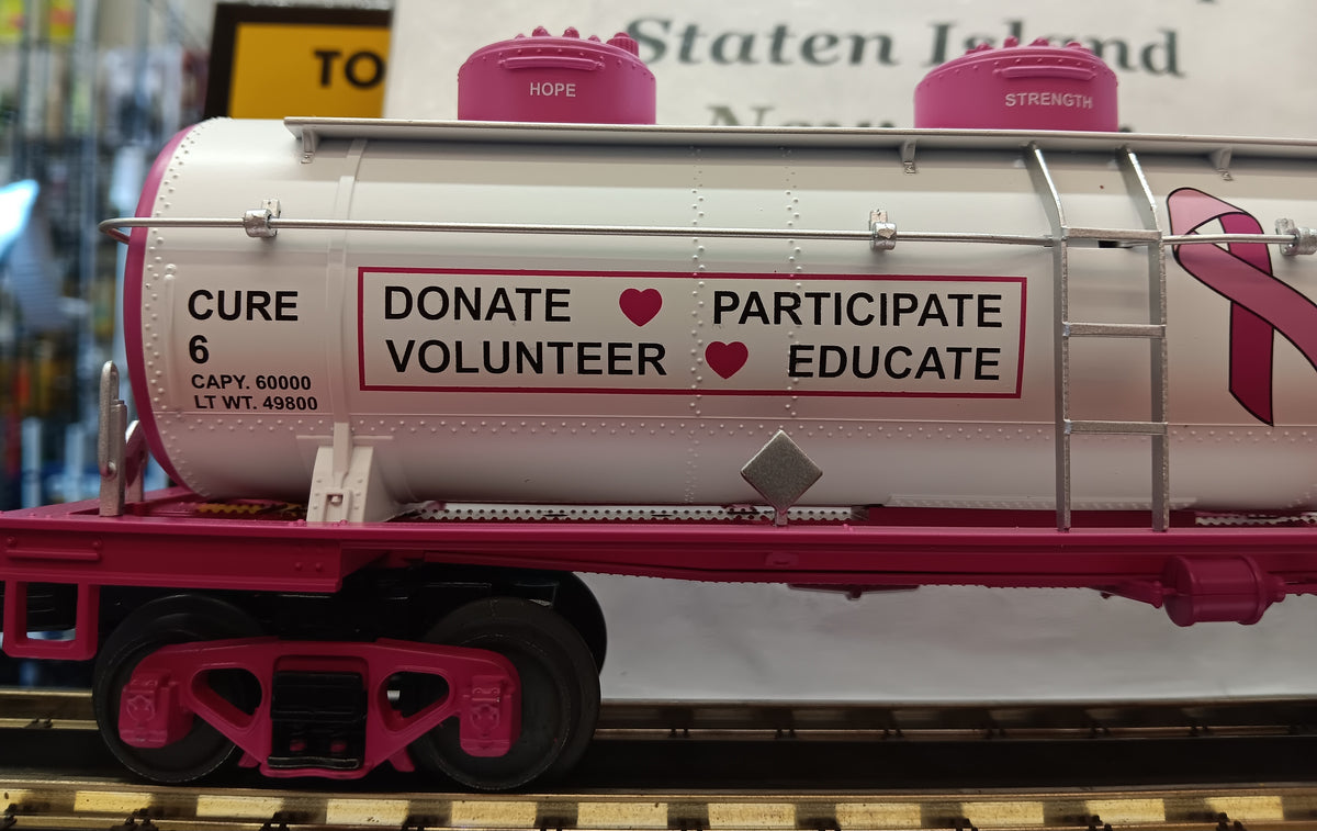 E-Z Catch Custom MTH RailKing # 30-73671 Cancer Awareness 3-Dome Tank Car Rd # Cure 6
