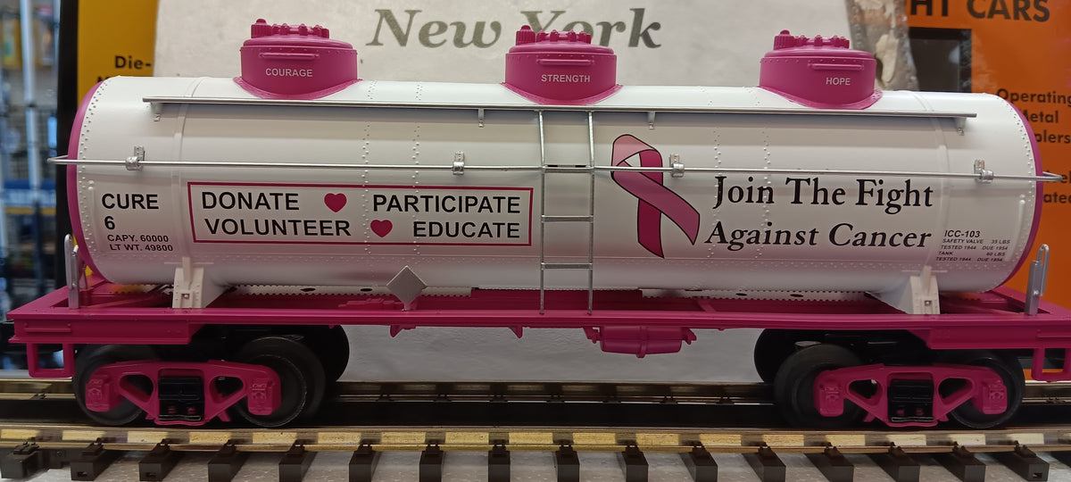E-Z Catch Custom MTH RailKing # 30-73671 Cancer Awareness 3-Dome Tank Car Rd # Cure 6