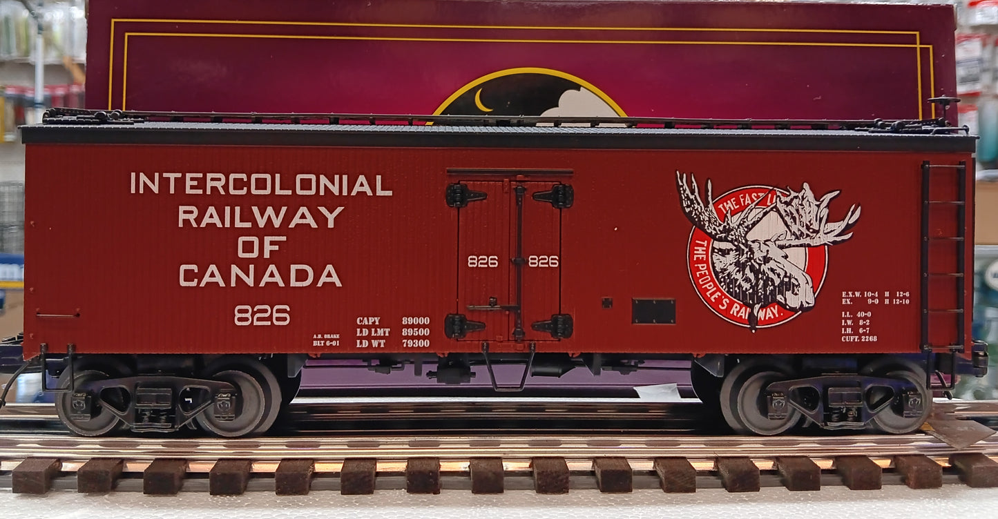 E-Z Catch  CTTA Custom run Intercolonial Railway of Canada MTH premier 36' Woodsided Reefer Car