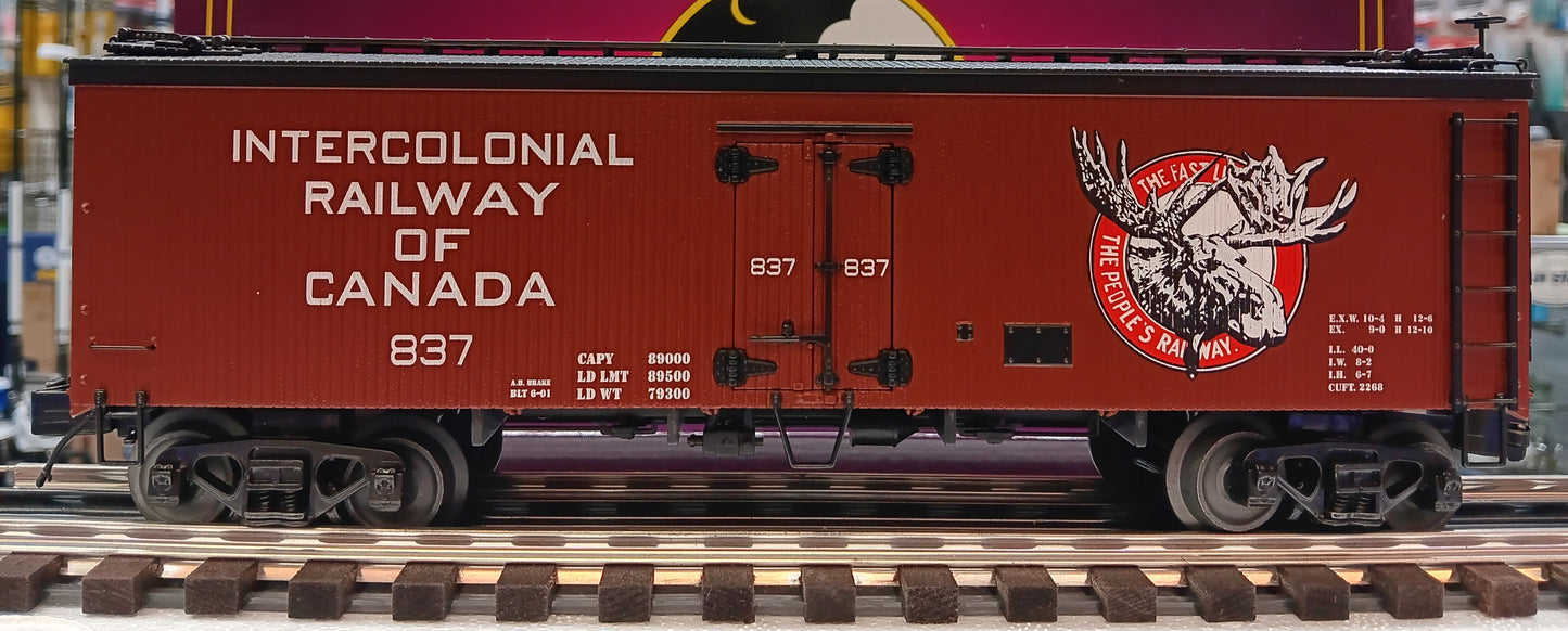E-Z Catch  CTTA Custom run Intercolonial Railway of Canada MTH premier 36' Woodsided Reefer Car