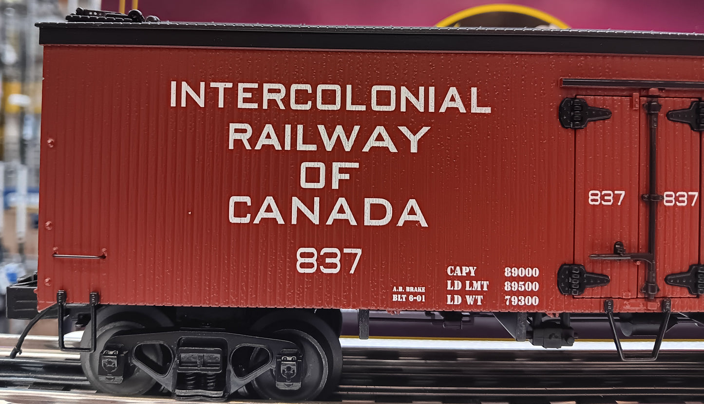 E-Z Catch  CTTA Custom run Intercolonial Railway of Canada MTH premier 36' Woodsided Reefer Car