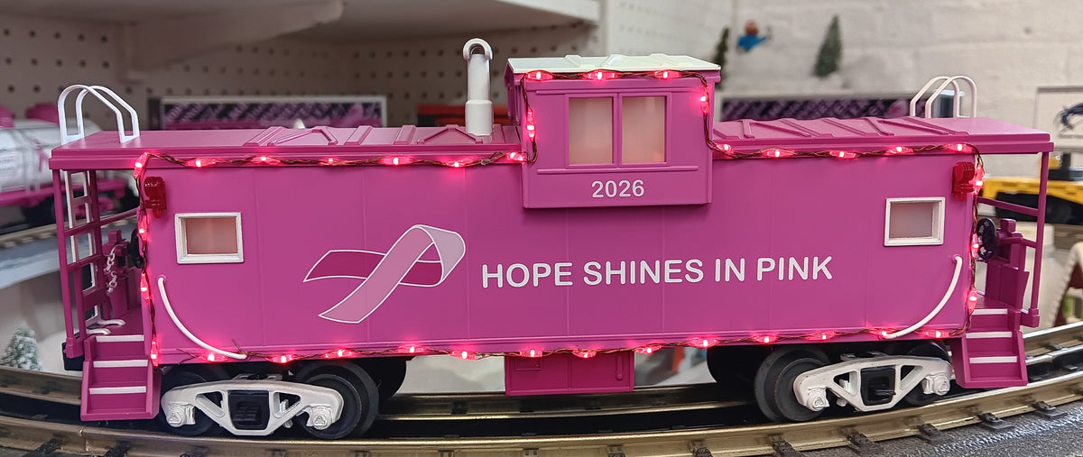 E-Z Catch Custom MTH RailKing # 30-77440 O Gauge Cancer Awareness Extended Vision Caboose with LED Lights Rd # 2026