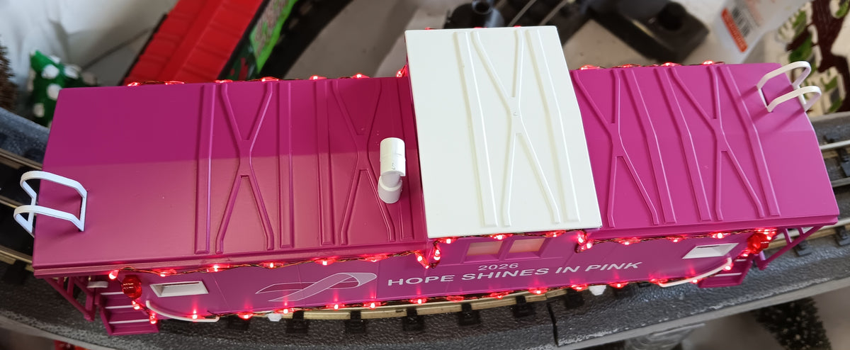 E-Z Catch Custom MTH RailKing # 30-77440 O Gauge Cancer Awareness Extended Vision Caboose with LED Lights Rd # 2026