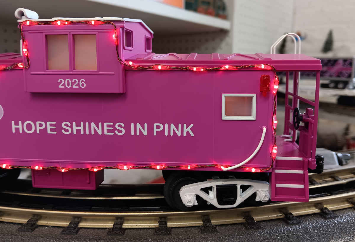 E-Z Catch Custom MTH RailKing # 30-77440 O Gauge Cancer Awareness Extended Vision Caboose with LED Lights Rd # 2026
