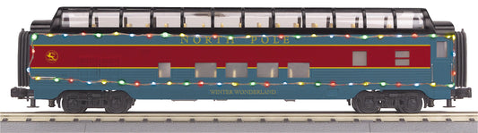 ( Sold Out ) MTH Railking North Pole 60’ Streamlined Full-Length Vista Dome Car w/LED Lights