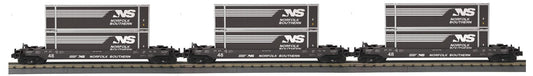 MTH RailKing # 30-70129 Norfolk Southern O Gauge 3-Car Husky Stack Set