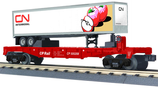 * Pre-Order * ETA September 2026 MTH O Gauge RailKing # 30-76959 Canadian Pacific Flat Car w/40’ Trailer